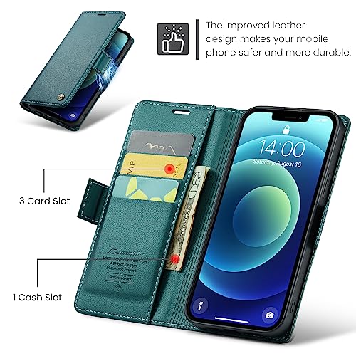 Coque iPhone 12 et 12 Pro étui portefeuille en cuir vert QLTYPRI