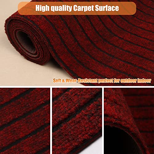 Weidear Hallway Runner Rug With Rubber Backing, Laundry Room Rug Non Slip, Washable Outdoor Indoor Rug Carpet Runner, Customized Area Rugs Mat For Entryway, Balcony, Deck-2Ft X 6Ft, Red Stripe #TOP3