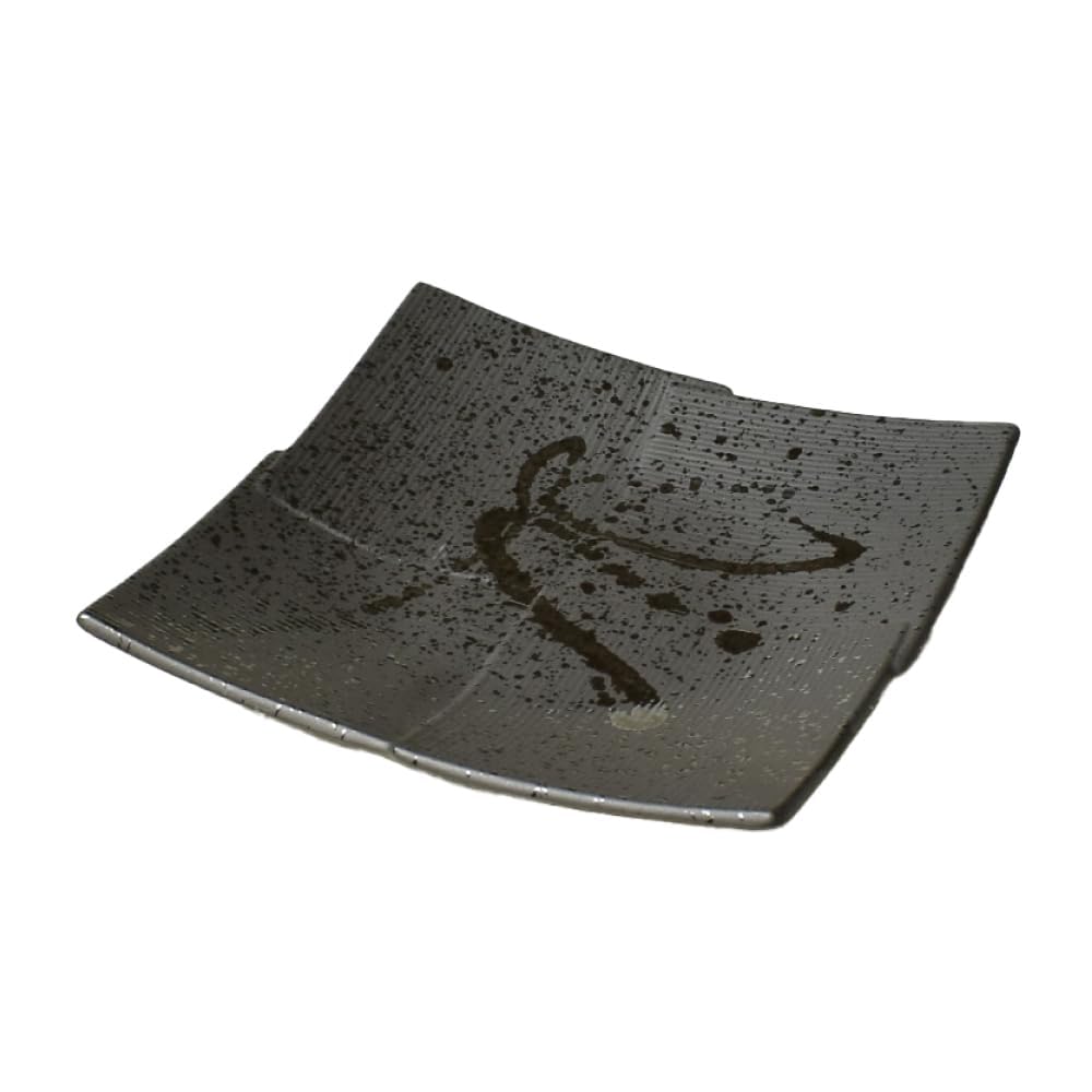 黒墨こぼし角皿 食器 和食器 おしゃれ 皿 大皿 薩摩黒墨こぼし重ね正角皿 モダン