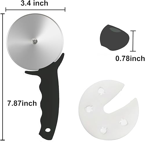 Miniatura 2 de Rueda cortadora de pizza de 3 pulgadas, cortador de pizza de acero inoxidable con tapa, cortador de pizza súper afilado, apto para lavavajillas,