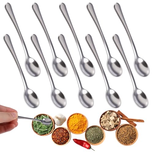 Lot de 10 Petites Cuillères En Acier Inoxydable Pour Pots à Épices, 7,5 x 1,6 cm Mini Cuillères à Condiments Mignonnes, Petite Cuillere, Petite Cuillere A Cafe, pour Sel, Sucre, Miel, Épices