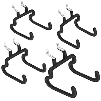 Opifrrty 1/4 inch pegboard Hooks Tools, Black Double Hooks pegboard Drill Holder for Hanging Tools 4 Pack