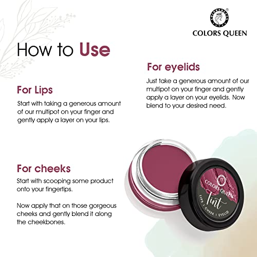 Image of Colors Queen Tint for Cheeks and Lips - Enriched with Vitamin E and Essential Oils | Matte Lip and Cheek Tint for Lips, Cheeks and Eyelids| Vegan and Cruelty Free Lip Tint for Women (02 - Pink N Chick)