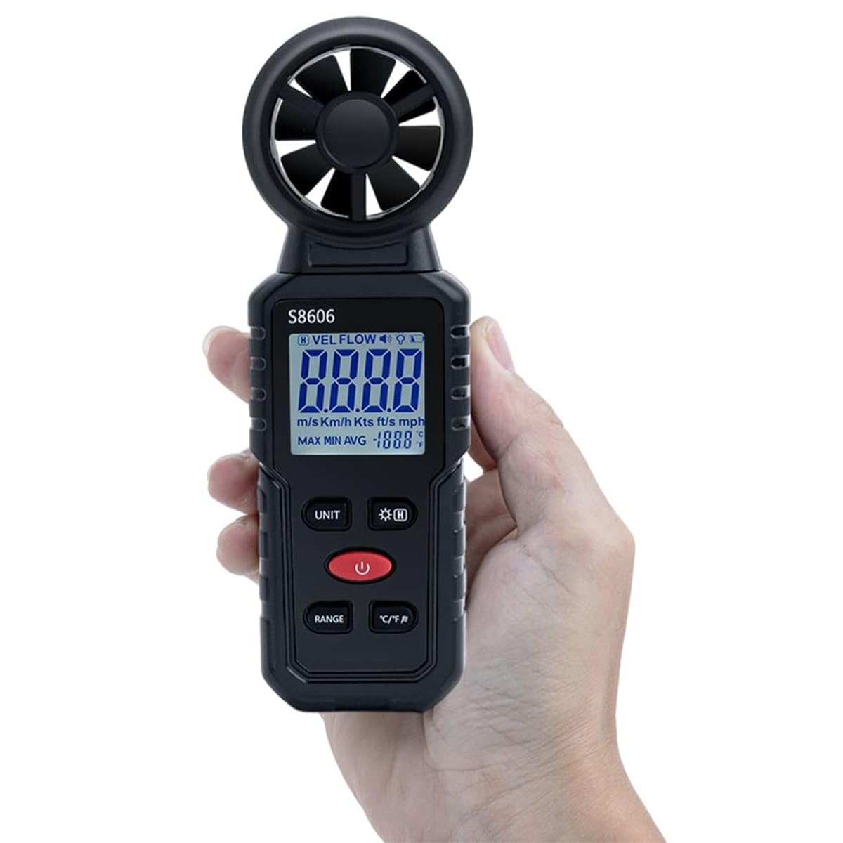 Anémomètre Instrument De Mesure De La Vitesse du Vent De Haute Précision Anémomètre Numérique Portable 3 en 1 pour Mesurer La Vitesse du Vent Et La Température
