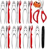 21 Pcs Seafood Tools Set Crab Cracking Tools, Including 7 Crab Crackers, 6 Lobster Shell Knife, 6 Crab Leg Forks/Picks and 1 Seafood Scissors & Storage Bag