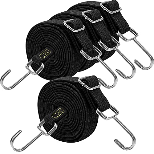 Bungee Cords with Hooks, Long Black Heavy Duty Bungee Cords with Hooks