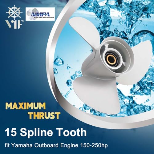 Image of VIF OEM Upgrade Aluminum Boat Propeller Compatible with Yamaha 150hp 175hp 200hp 220hp 225hp 250hp 300hp F150 F175 F200 F225 Outboard Engines,15 Tooth,Rh