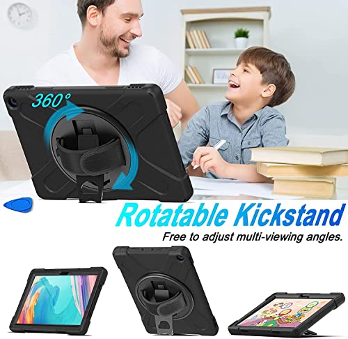 Dreamerx Fire Hd 10 / Plus 11Th Generation 2021 Case, Shockproof Heavy Duty Rugged Cover With Kickstand/Hand Strap/Carrying Shoulder Strap For Amazon Release - Black 10/Hd (2021) Case-Black Case #TOP2