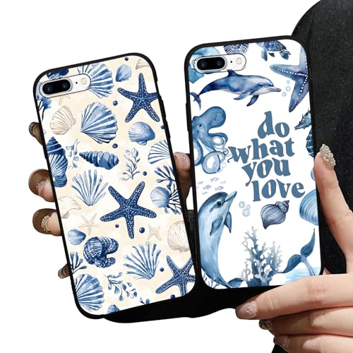 Coque iPhone 8 Plus mignon dauphin lot de 2 étuis esthétiques idée cadeau fille