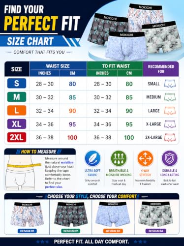 Image of Men's Printed Trunks | Boxer Brief Underwear with Broad Elastic Waistband and Contoured Pouch | Multicolour, Pack of 4