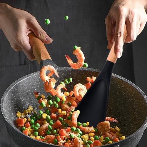 Espátula de cocina de silicona resistente al calor con mango de madera 5