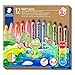 Produktbild STAEDTLER 3in1 Buntstift Noris junior, Bunt-, Wachsmal- und Aquarellstift, extra bruchsicher, ideal für Kinder, für viele Oberflächen, Kartonetui mit 12 Farben inkl. Spitzer, 140 C12