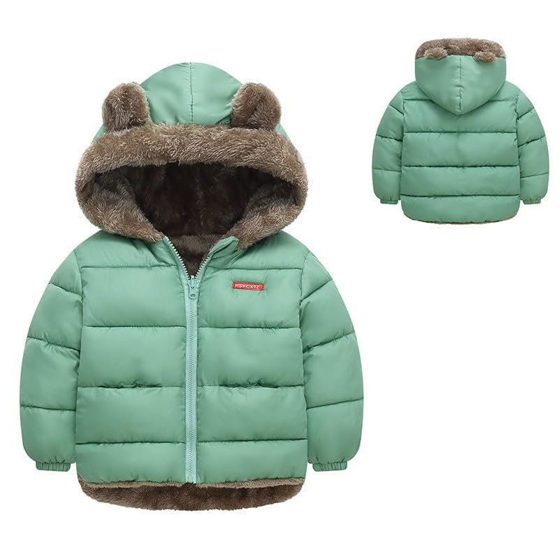 Girls Fleece Warm Jacket Toddler Boys Girls Winter Coat Bear Ears Hooded Thicken Zipper Warm Outwear Xmas Jacket3