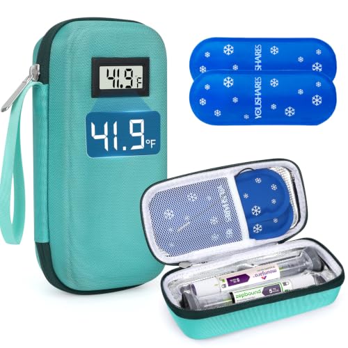 Image of YOUSHARES Travel Case for Zepbound & Mounjaro Pens,EVA Insulated Tirzepatide Cooler Travel Case TSA Approved with Temperature Display,Portable GLP-1 Pen Holder with 2 Ice Packs for Daily Use and Trips