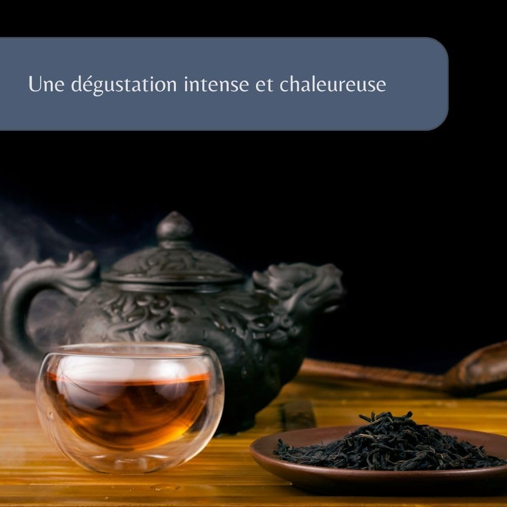 Thé Fumé Lapsang Souchong Bio - Thé Noir Vegan en Vrac, 100% Naturel, Sans OGM - Agriculture Biologique - Conditionné en France - Sachet 1 kg (500 Tasses)