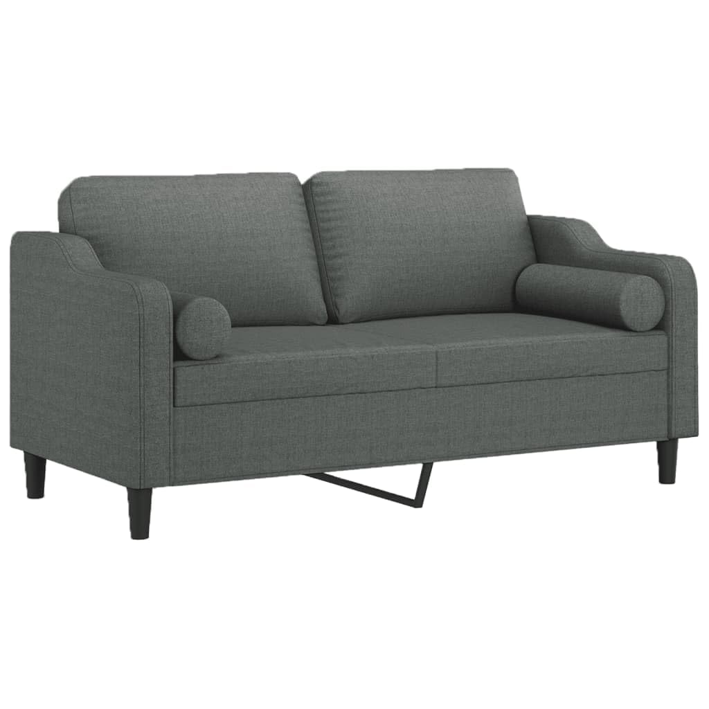 Divano, Divanetto, Divani,Divano Moderno, Divano 2 Posti con Cuscini Grigio Scuro 140 cm Tessuto