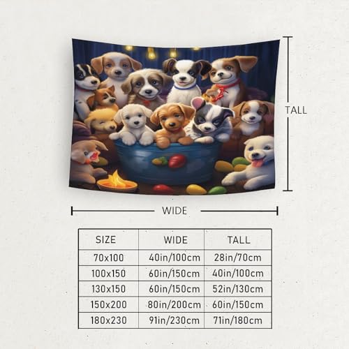 Tapisserie murale chiots science fiction grand format