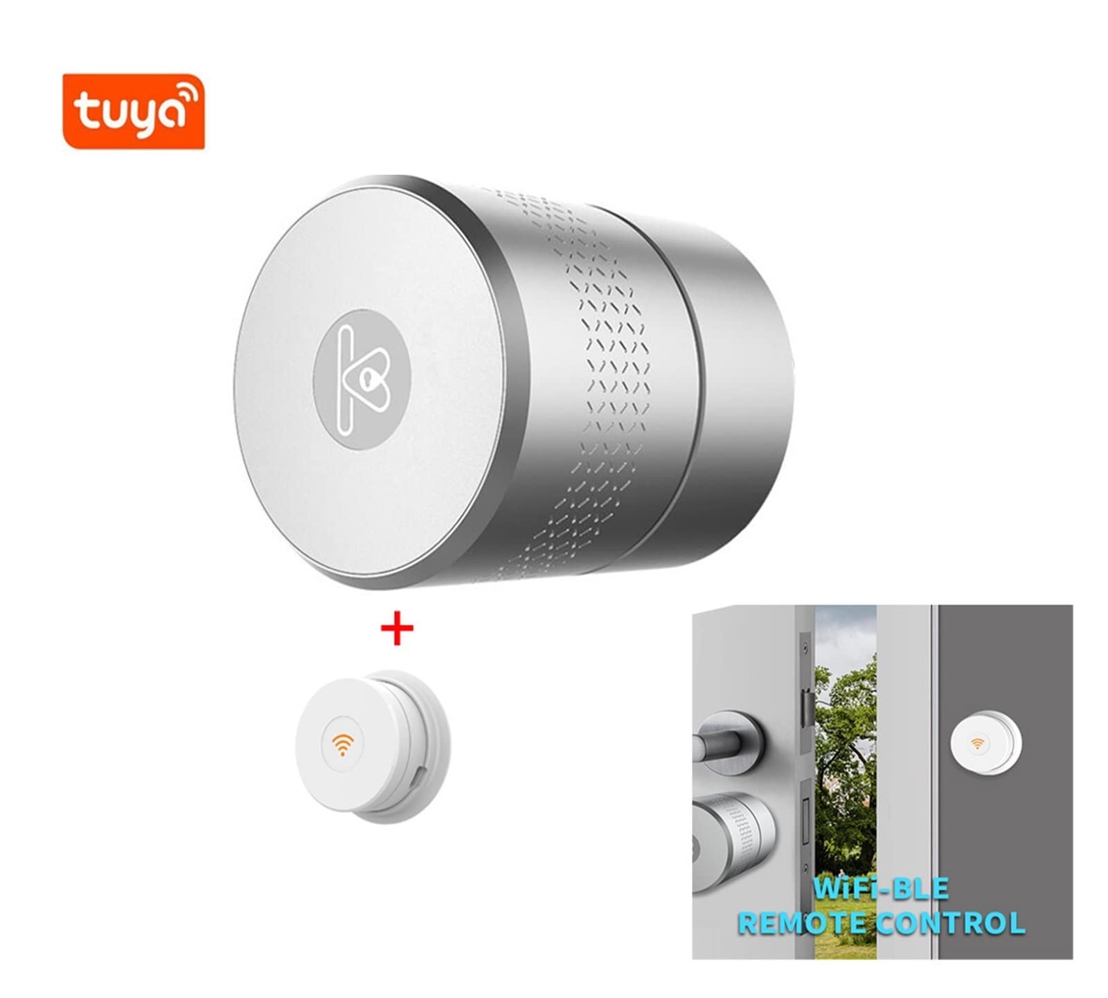 Serratura Smart, Tuya App Smart Knob Door Lock Blocco biometrico maniglia della porta con impronte digitali Blocco senza chiave digitale,per camere da letto, uffici e hotel(Kit 2)
