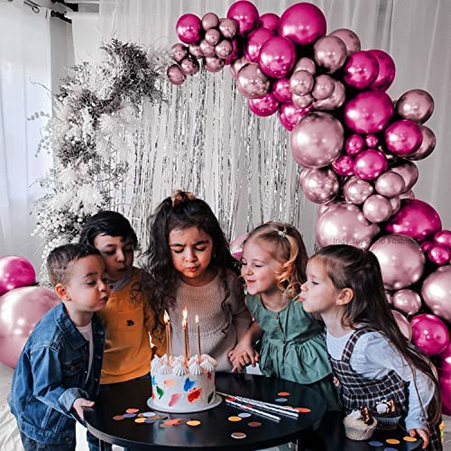 Image of Just Party 25Pcs Pink & 25Pcs Lavender Metallic Chrome Balloons with Shiny Surface For Birthdays /Anniversary /Engagement /Baby Shower /bachelorette Party Decorations (Pack of 50)