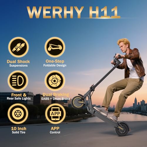Image of Electric Scooter with 8.5 inch /10 inch Solid Tire, 350W /500W Powerful Motor & 19 /22 MPH Top Speed, 16 /25 Miles Long Range, Folding E Scooter with Dual Braking for Teens and Adults