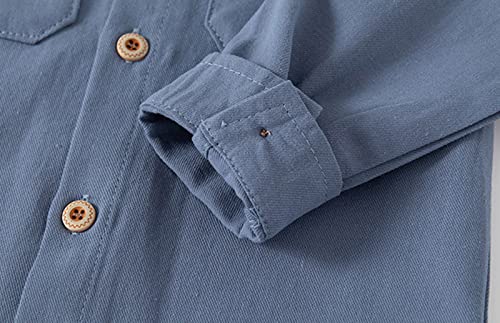 Toddler Baby Girls' Boys' Long-Sleeve Woven Shirt Kids Button Down Shirt Solid Tops Fall Outfits Little Girl Boy3