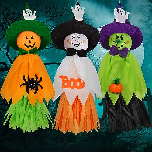 ZZXLOPEZ Fantasmas pendentes de Halloween, 3 peças Halloween decorações pendentes de fantasmas, decoração de Halloween, festas de Halloween acessório para Halloween jardim interior decoração