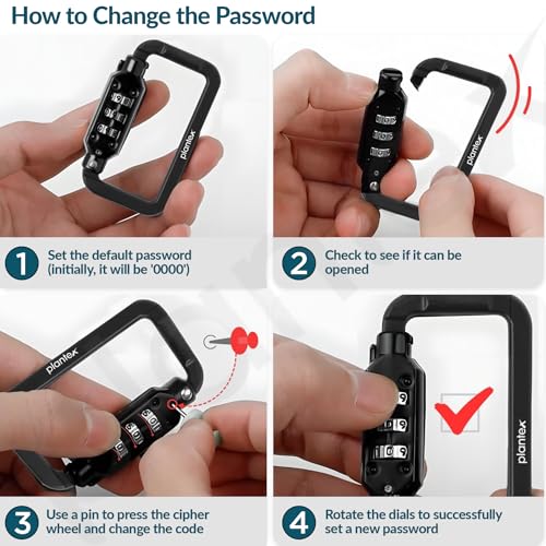 Image of Plantex 3-Digit Code Combination Brass Lock /Number Lock /Portable Luggage Travel Locks for Briefcase /Laptop Bags - Pack of 2 (Black)