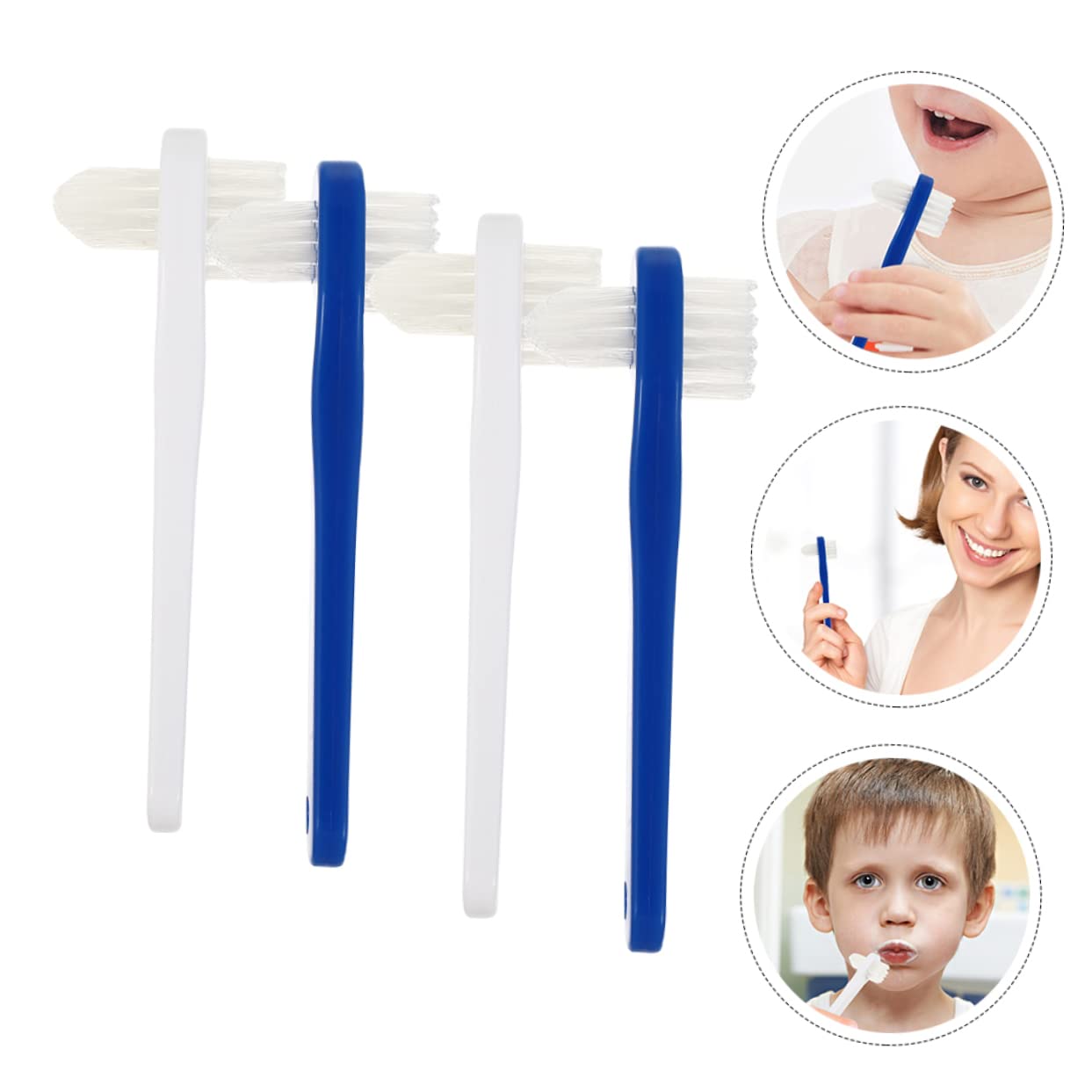 Healeved 5 Set Di Spazzolini Da Denti A Tre Lati Per Adulti Setole Morbide Pulisci-denti Portatile Per La Dei Denti Falsa 4 Pezzi*5