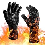 Oven Gloves 932°F Heat Resistant Gloves, Cut-Resistant Grill Gloves, Non-Slip Silicone BBQ Gloves, K