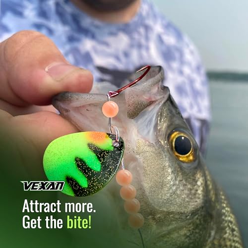 Vexan Glow Walleye Spinner Rig - Kit de 12 Señuelos de Pesca con Gusano para Walleye, Set de Anzuelos #2 con Cuchillas Colorado #4 y Líneas de 48 pulgadas miniatura 4