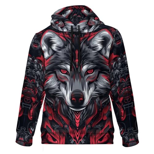 Sweat à capuche loup enfant vêtement chaud avec poches taille 5-13 ans