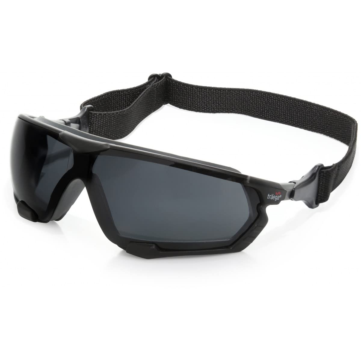 UCi Traega LUGA HYBRID - Gafas de seguridad intercambiables con correa y brazos laterales KN nominal permanente antiempañamiento, lentes antiarañazos, ligeras, cómodas, diseño deportivo moderno (humo)