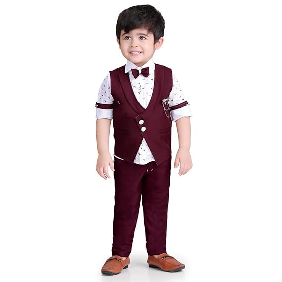 KASHVI Boys Suit, Dress for Kids Boys, Jacket, Pant & Shirt Set, Ideal for Wedding, Birthday Party