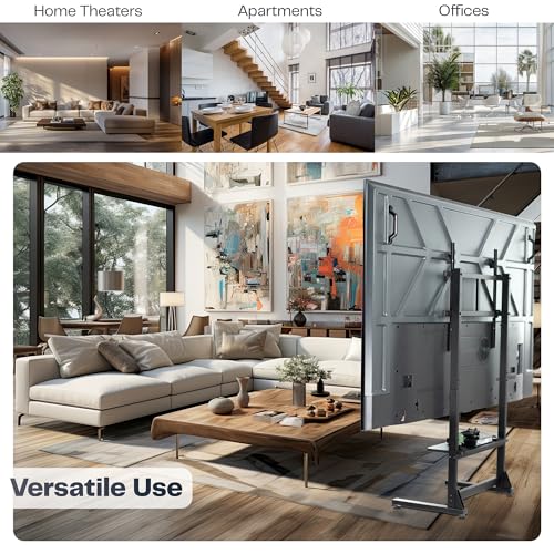 VIVO Heavy Duty 55 to 100 inch TV Floor Stand, Holds up to 154 lbs, Tall TV Mount with Storage Shelf, Black, STAND-TV100F