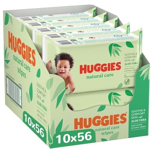 Huggies Toallitas Natural Care para Bebé, 99% Agua y con Aloe Vera, 560 toallitas (10 packs de 56 toallitas)