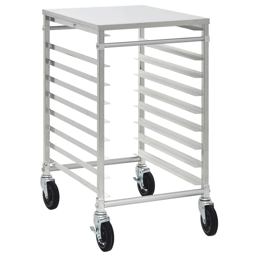 Aluminum 9-Pan Bun Pan Rack with Top - 20 1/2" L x 26" W x 34" H by HUBERT – 9-Tier Knockdown, Aluminum, Silver, Model AET1893/AT/KDSM