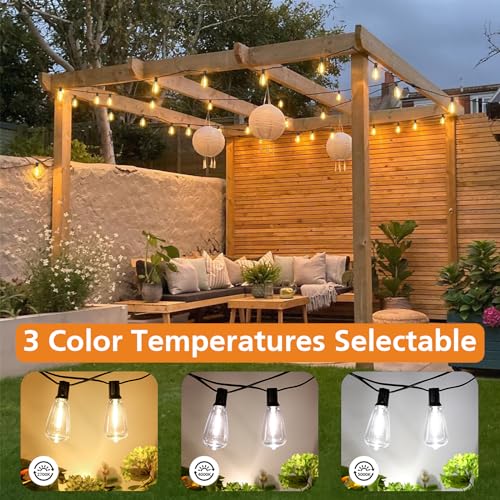 image for Brightever Dimmable Outdoor String Lights with Remote, 3 Colors in 1 L