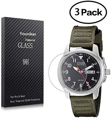 Youniker 3 Pack for Citizen BM8180-03E Screen Protectors Tempered Glass for Citizen BM8180-03E Watch Screen Protector Foils Glass 9H 0.3MM Anti-Scratch Anti-Fingerprint Bubble Free