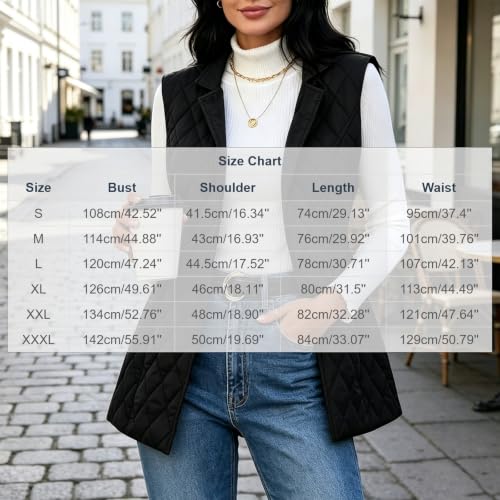 Quilted Vests for Women Lapel Open Front Sleeveless Winter Puffer Vest - image 4