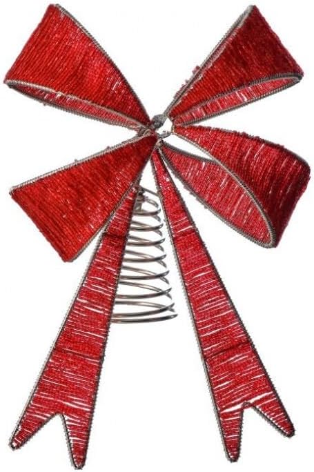 Regency International Beaded Bow Tree Topper, 11-Inch, Champagne