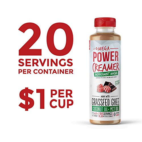 Omega PowerCreamer - Peppermint Mocha Keto Coffee Creamer | Sugar Free, Low Carb | Grass-fed Ghee, MCT Oil, Organic Coconut Oil, Stevia | Supports Weight Loss | Liquid, No Refrigeration (20 Servings) - Thumbnail 3