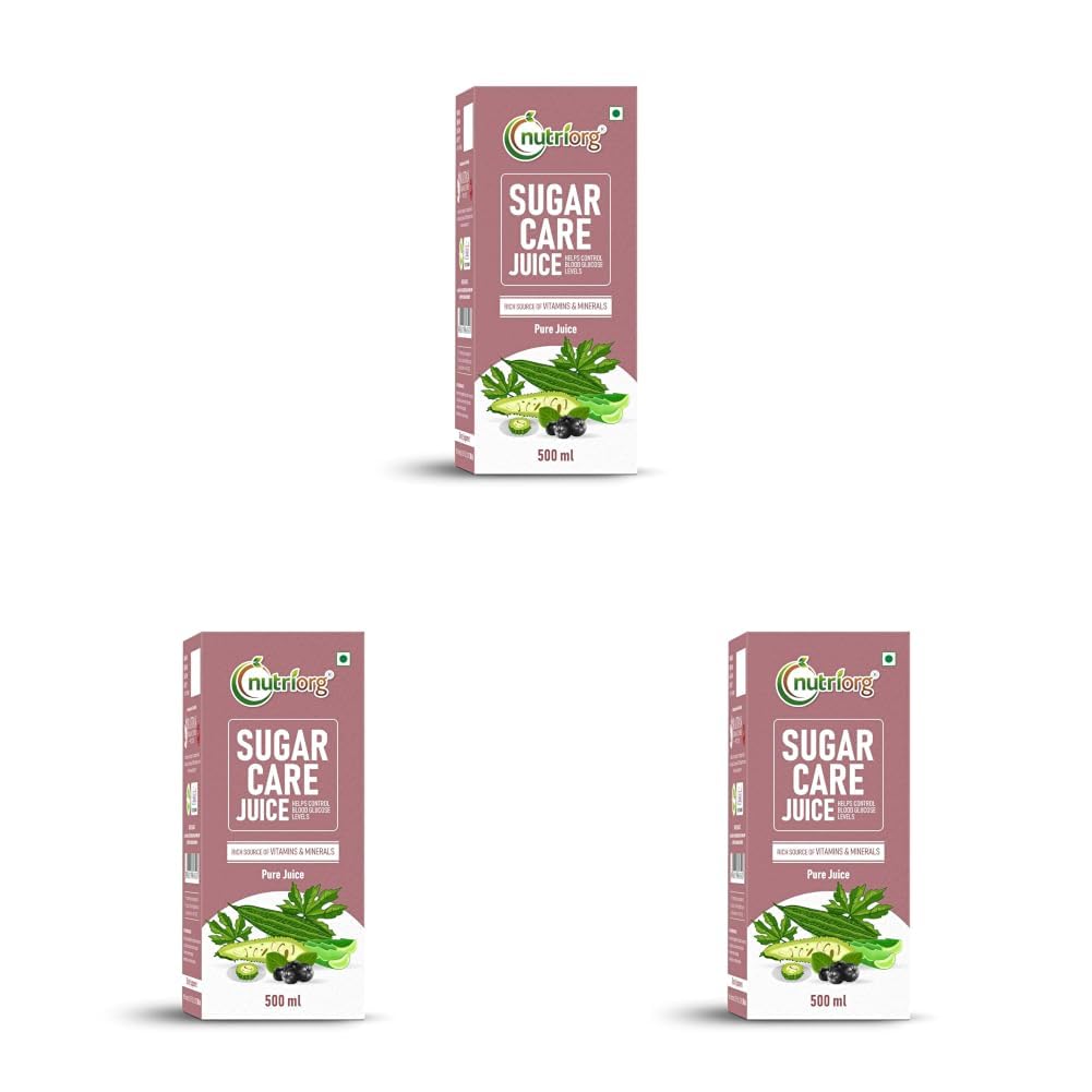 Nutriorg Sugar Care Juice 500ml | Pure & Natural Sugar Care Juice | Controls Blood Sugar Levels | Made with Karela, Amla, Jamun, Methi, Aloe Vera, Haldi, Giloy, Arjun, Neem Ras, Tulsi Ras, Ashwagandha, Gurmar & More Herbs | Ayurvedic Blend for Diabetic Care | Manage Blood Sugar & Insulin Levels-image-20