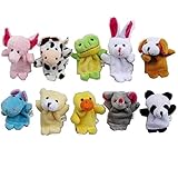 Carejoy Cute 10pcs Velvet Animal Style Finger Puppets Set