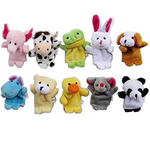 Carejoy Cute 10pcs Velvet Animal Style Finger Puppets Set