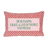 Creative Co-Op Cotton Velvet Embroidered Lumbar Pillow with Polka Dot Pattern Dear Karma..., Red, Pink and Green