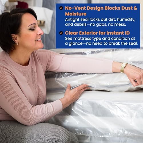 VICMORE Full Mattress Bag for Moving, Storage & Disposal – Heavy-Duty Plastic Mattress Cover, Tear-Resistant, Dustproof, Reusable (Fits Full/Double Size Beds) - 4