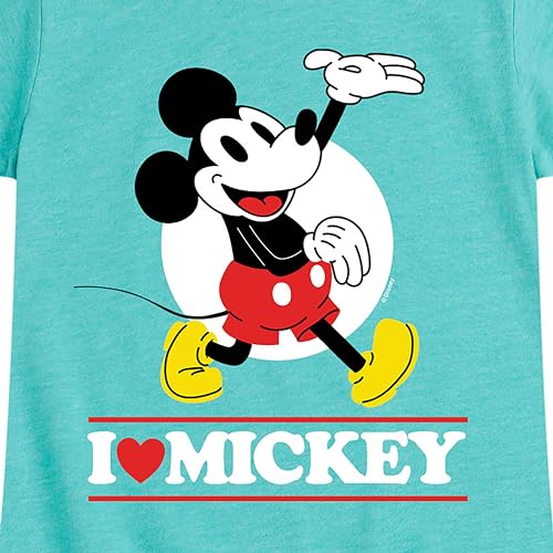 Disney - Mickey - I Love Mickey - Toddler & Youth Girls Short Sleeve Graphic T-Shirt3