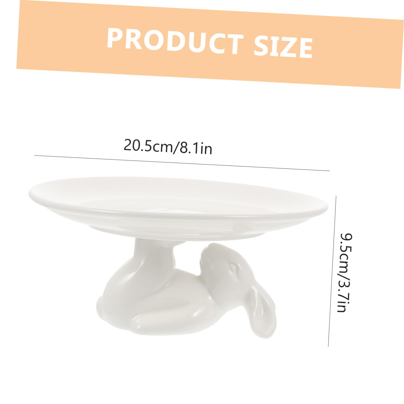 TOPBATHY Plato para Cupcakes de Conejo Blanco en Cerámica, 1 Juego
