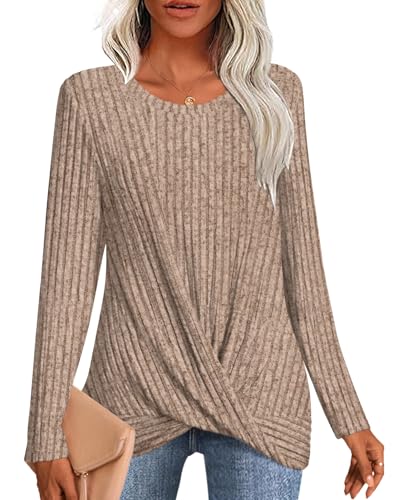 Image of HOTGIFT Women's Pullover Sweaters Winter Tunic Tops Long Sleeve Crewneck Shirts Casual Comfortable Blouse
