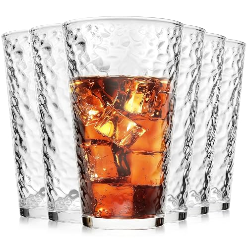 ALINK 16 oz Hammered Glasses Set of 6